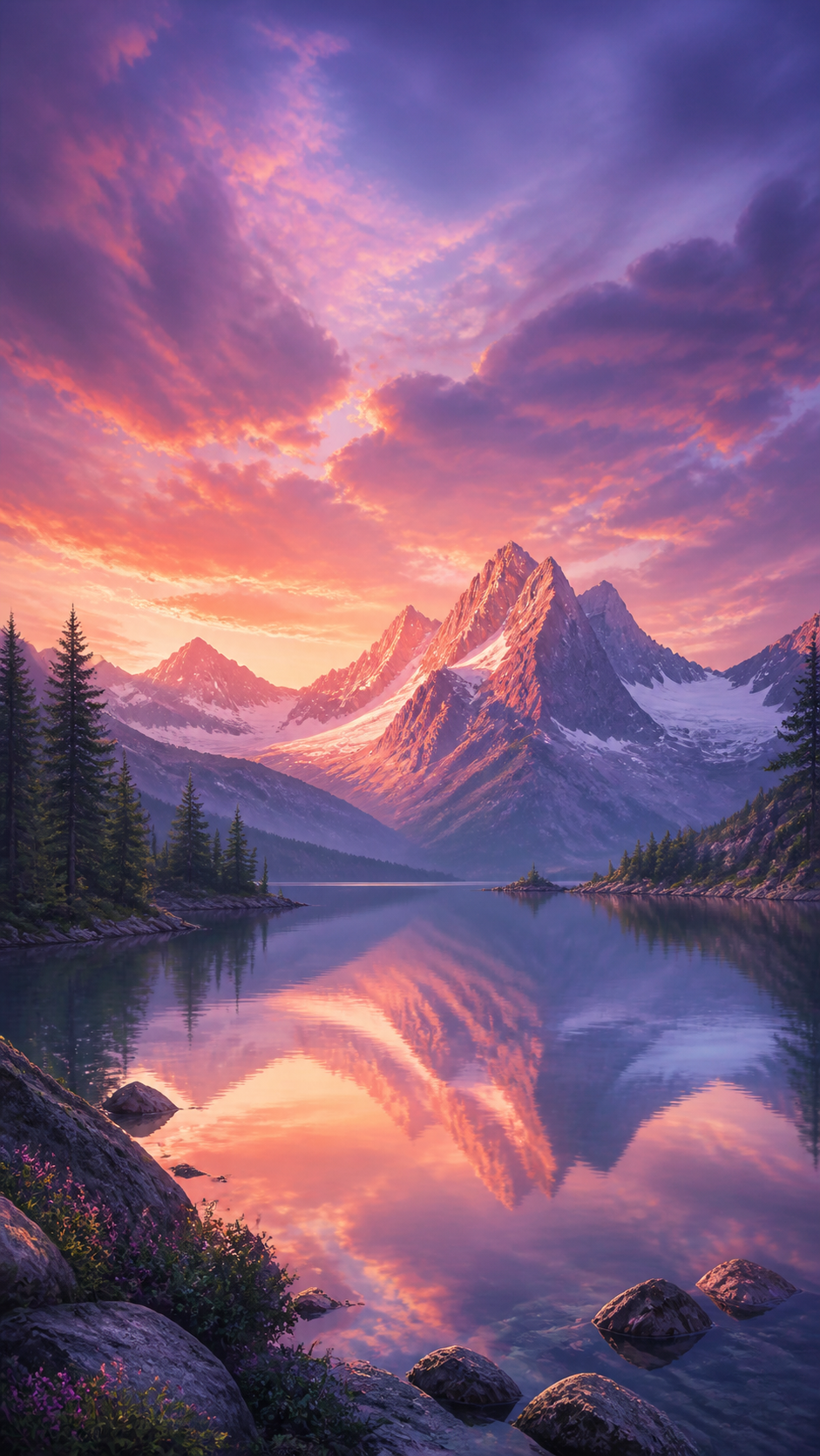 Alpine Dawn Nature Handy Wallpaper